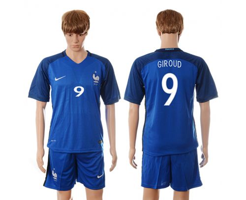 France #9 Giroud Blue Soccer Country Jersey