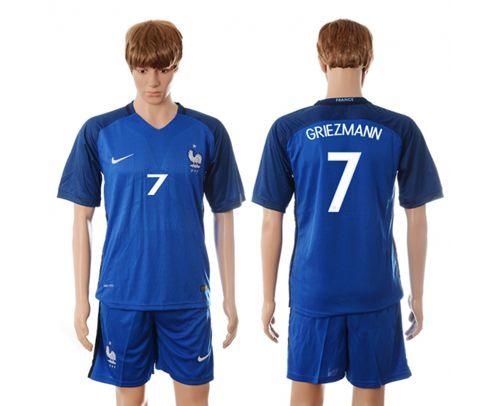 France #7 Griezmann Blue Soccer Country Jersey