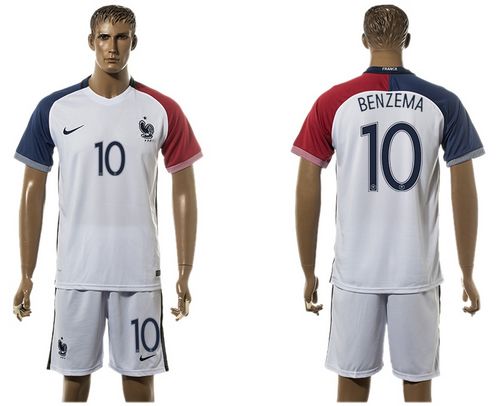France #10 Benzema Away Soccer Country Jersey
