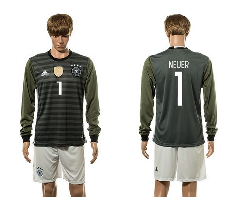 Germany #1 Neuer Away Long Sleeves Soccer Country Jersey