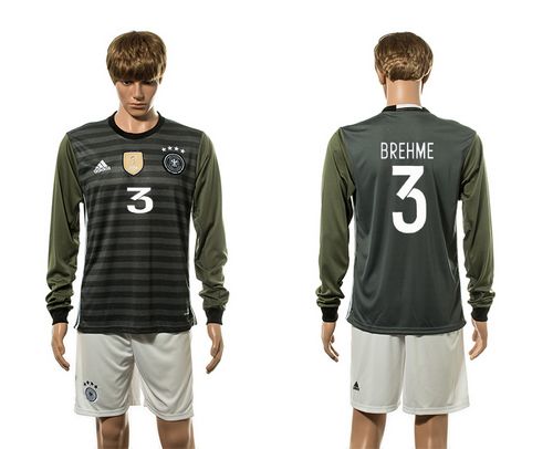 Germany #3 Brehme Away Long Sleeve Soccer Country Jersey