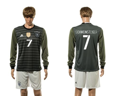 Germany #7 Schweinsteiger Away Long Sleeve Soccer Country Jersey