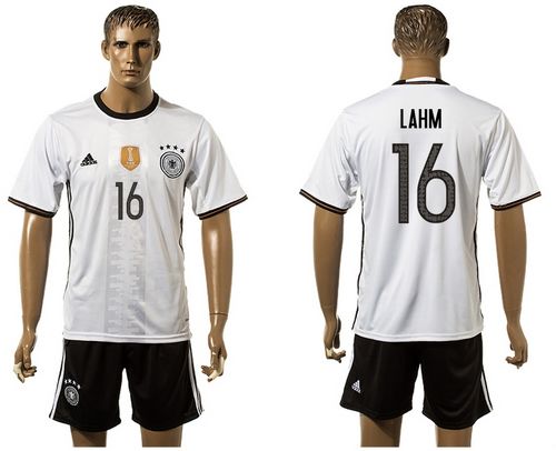 Germany #16 Lahm White Home Soccer Country Jersey