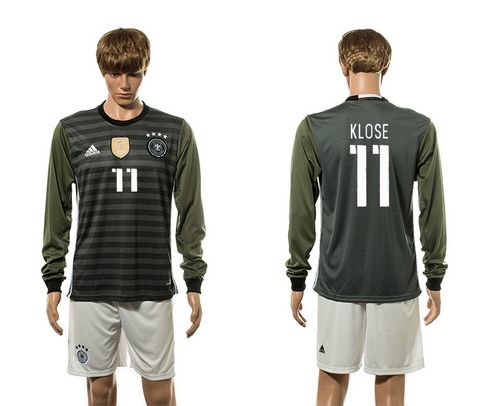 Germany #11 Klose Away Long Sleeve Soccer Country Jersey
