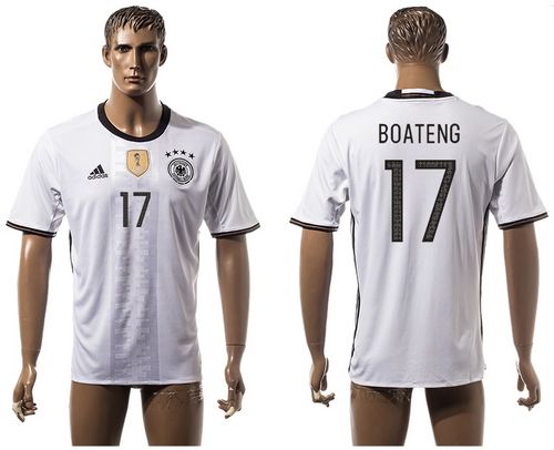 Germany #17 Boateng White Home Soccer Country Jersey