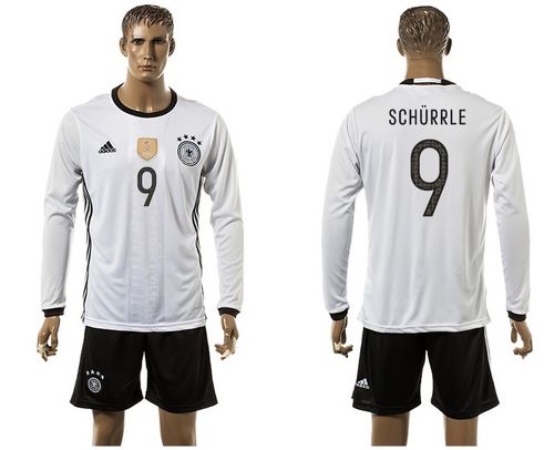 Germany #9 Schurrle White Home Long Sleeves Soccer Country Jersey
