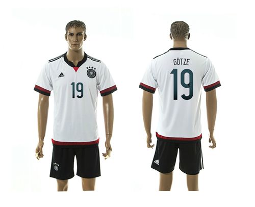 Germany #19 Gotze White Home Soccer Country Jersey