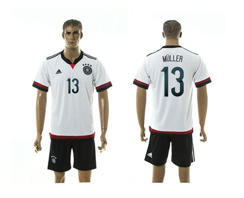 Germany #13 Muller White Home Soccer Country Jersey
