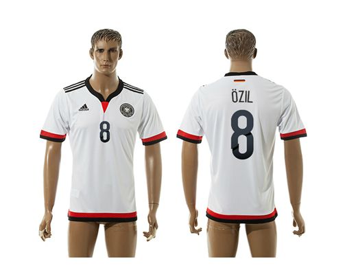 Germany #8 Ozil White Home Soccer Country Jersey
