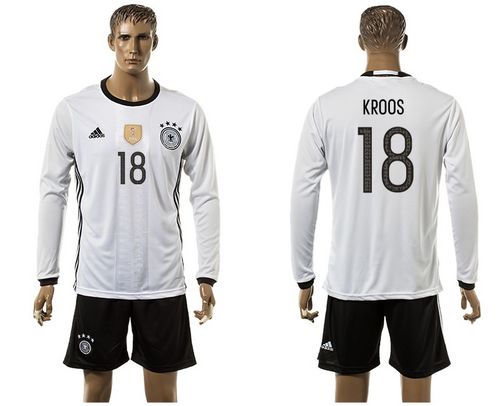 Germany #18 Kroos White Home Long Sleeves Soccer Country Jersey