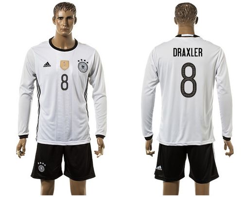 Germany #8 Draxler White Home Long Sleeves Soccer Country Jersey