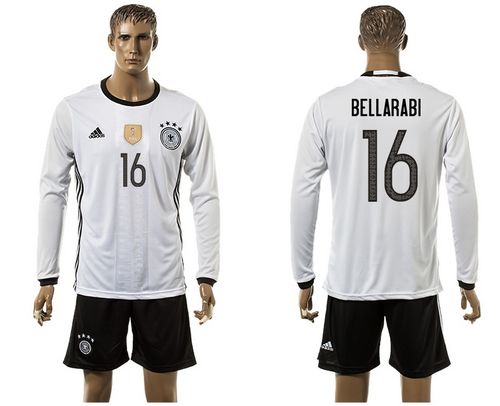 Germany #16 Bellarabi White Home Long Sleeves Soccer Country Jersey