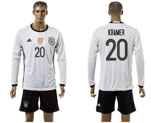 Germany #20 Kramer White Home Long Sleeves Soccer Country Jersey