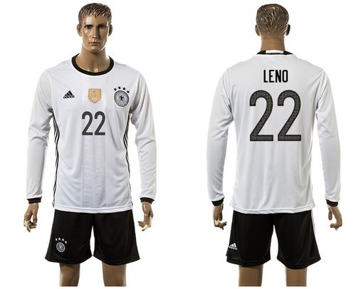 Germany #22 Leno White Home Long Sleeves Soccer Country Jersey