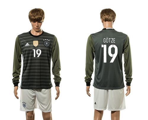 Germany #19 Gotze Away Long Sleeves Soccer Country Jersey