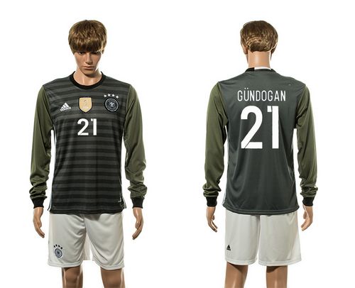 Germany #21 Gundogan Away Long Sleeves Soccer Country Jersey