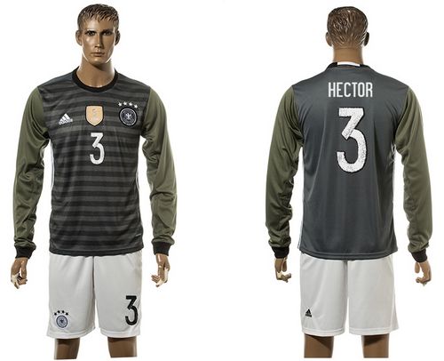 Germany #3 Hector Away Long Sleeves Soccer Country Jersey
