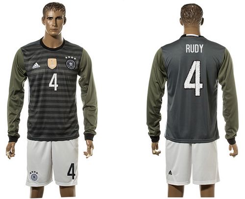 Germany #4 Rudy Away Long Sleeves Soccer Country Jersey