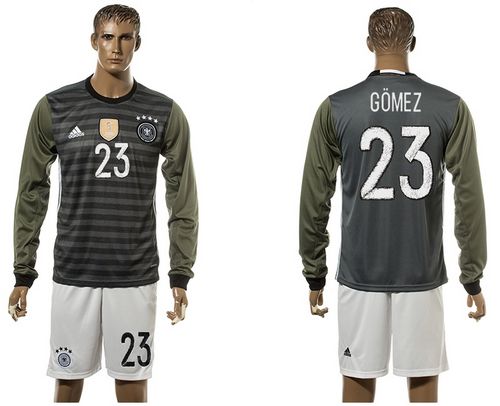 Germany #23 Gomez Away Long Sleeves Soccer Country Jersey