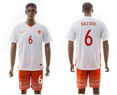 Holland #6 Bazoer Away Soccer Country Jersey