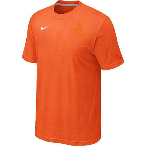  Holland 2014 World Small Logo Soccer T Shirts Orange