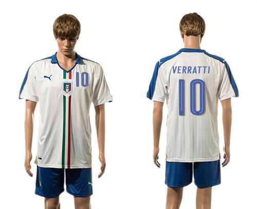 Italy #10 Verratti White Away Soccer Country Jersey
