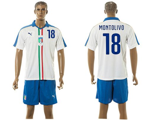 Italy #18 Montolivo White Away Soccer Country Jersey