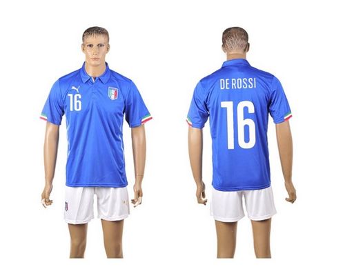 Italy #16 Daniele De Rossi Blue Home Soccer Country Jersey