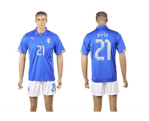 Italy #21 Pirlo Blue Home World Cup Soccer Country Jersey