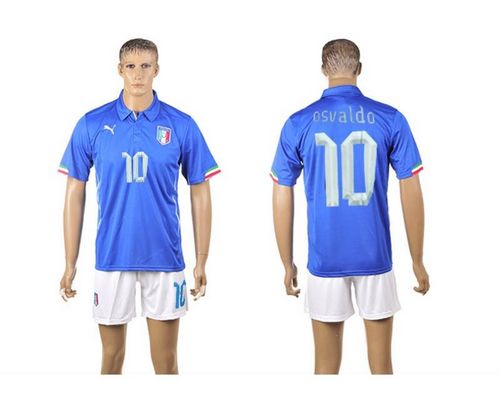 Italy #10 Osvaldo Blue Home World Cup Soccer Country Jersey