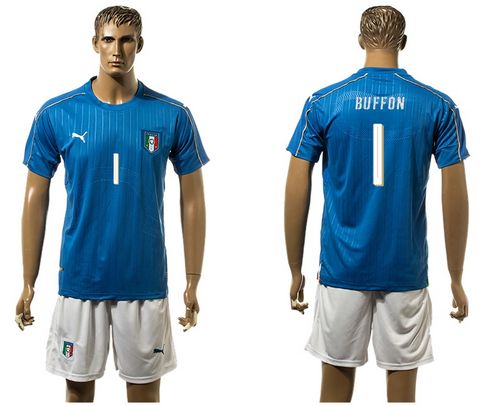 Italy #1 Buffon Blue Home Soccer Country Jersey