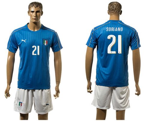 Italy #21 Soriano Blue Home Soccer Country Jersey