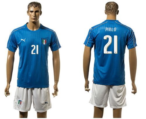 Italy #21 Pirlo Blue Home Soccer Country Jersey