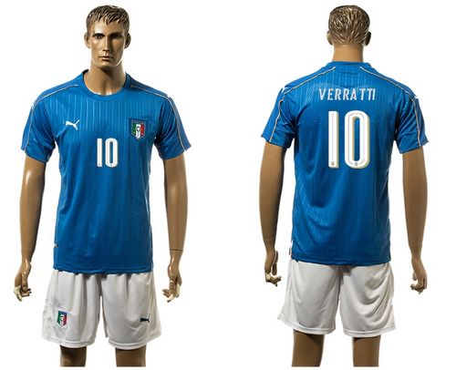 Italy #10 Verratti Blue Home Soccer Country Jersey