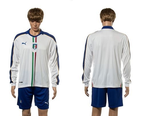 Italy Blank White Away Long Sleeves Soccer Country Jersey
