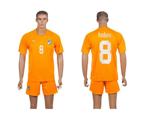 Cote d'lvoire #8 Kalou Home World Cup Soccer Country Jersey