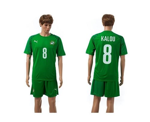 Cote d'lvoire #8 Kalou All Green Soccer Country Jersey