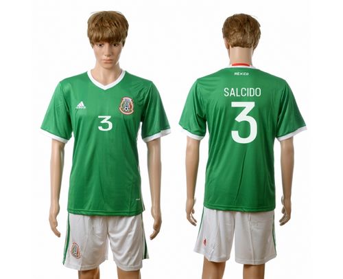 Mexico #3 Salcido Green Home Soccer Country Jersey