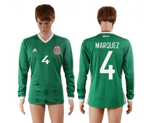 Mexico #4 Marquez Home Long Sleeves Soccer Country Jersey