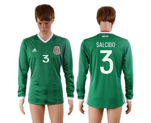Mexico #3 Salcido Home Long Sleeves Soccer Country Jersey