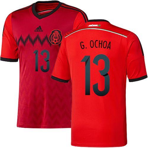 Mexico #13 Guillermo Ochoa Red Away Soccer Country Jersey