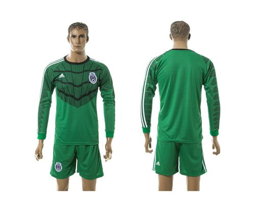 Mexico Blank Green Goalkeeper Long Sleeves Soccer Country Jersey