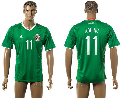 Mexico #11 Aquino Green Home Soccer Country Jersey