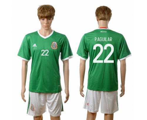 Mexico #22 P.Aguilar Green Home Soccer Country Jersey