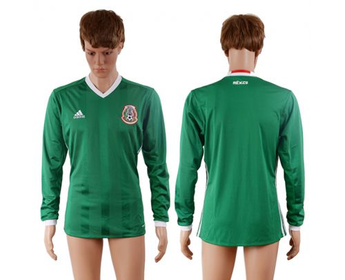 Mexico Blank Home Long Sleeves Soccer Country Jersey