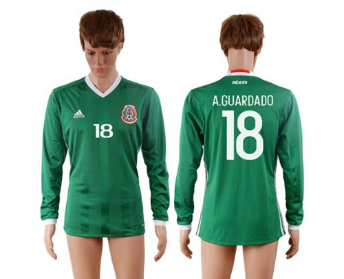 Mexico #18 A.Guardado Home Long Sleeves Soccer Country Jersey