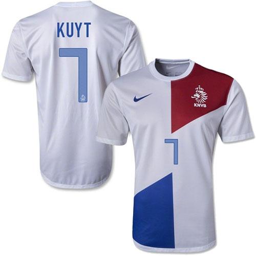 Netherlands #7 Dirk Kuyt White Away Soccer Country Jersey