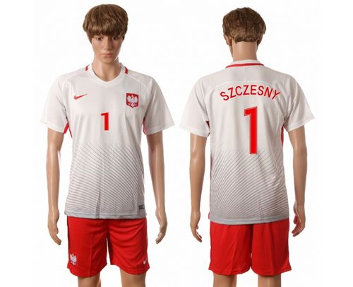 Poland #1 Szczesny Home Soccer Country Jersey