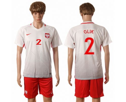 Poland #2 Glik Home Soccer Country Jersey