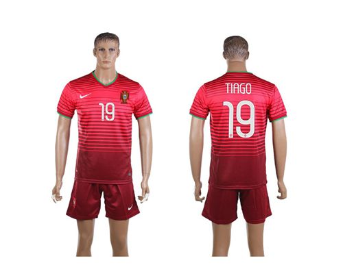 Portugal #19 Tiago Home Soccer Country Jersey